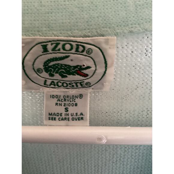 Izod Lacoste Mens Vintage Cardigan Sweater Small Light Blue Made in USA - Picture 6 of 6